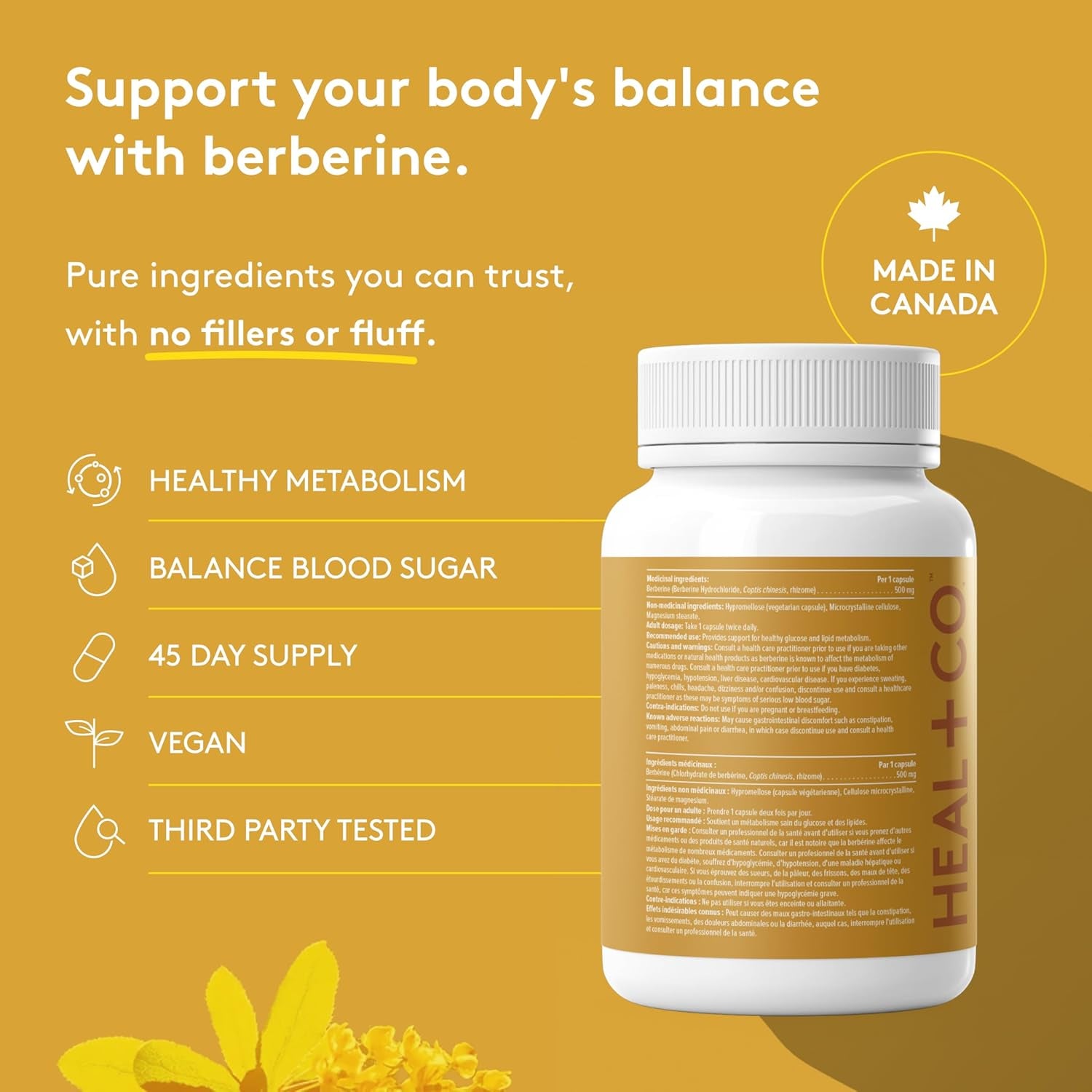 Berberine 1000Mg - High Power, Ultra-Pure, Organic, Superfood - Vegan, Gmo-Free, Gluten-Free, Allergen-Free - Box of 90 Vegetable Capsules