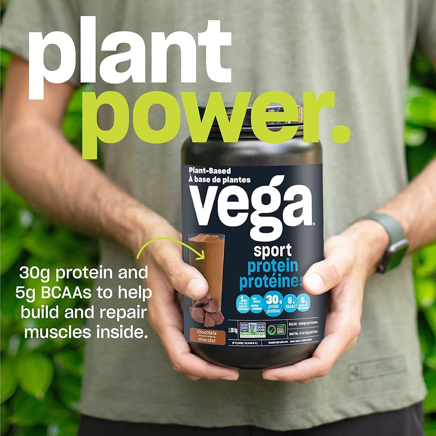 Vega Sport Protein Powder Vanilla with Shaker Bottle - Plant Based Vegan Protein Powder, Bcaas, Non Dairy, Gluten Free, Non GMO (20 Servings)