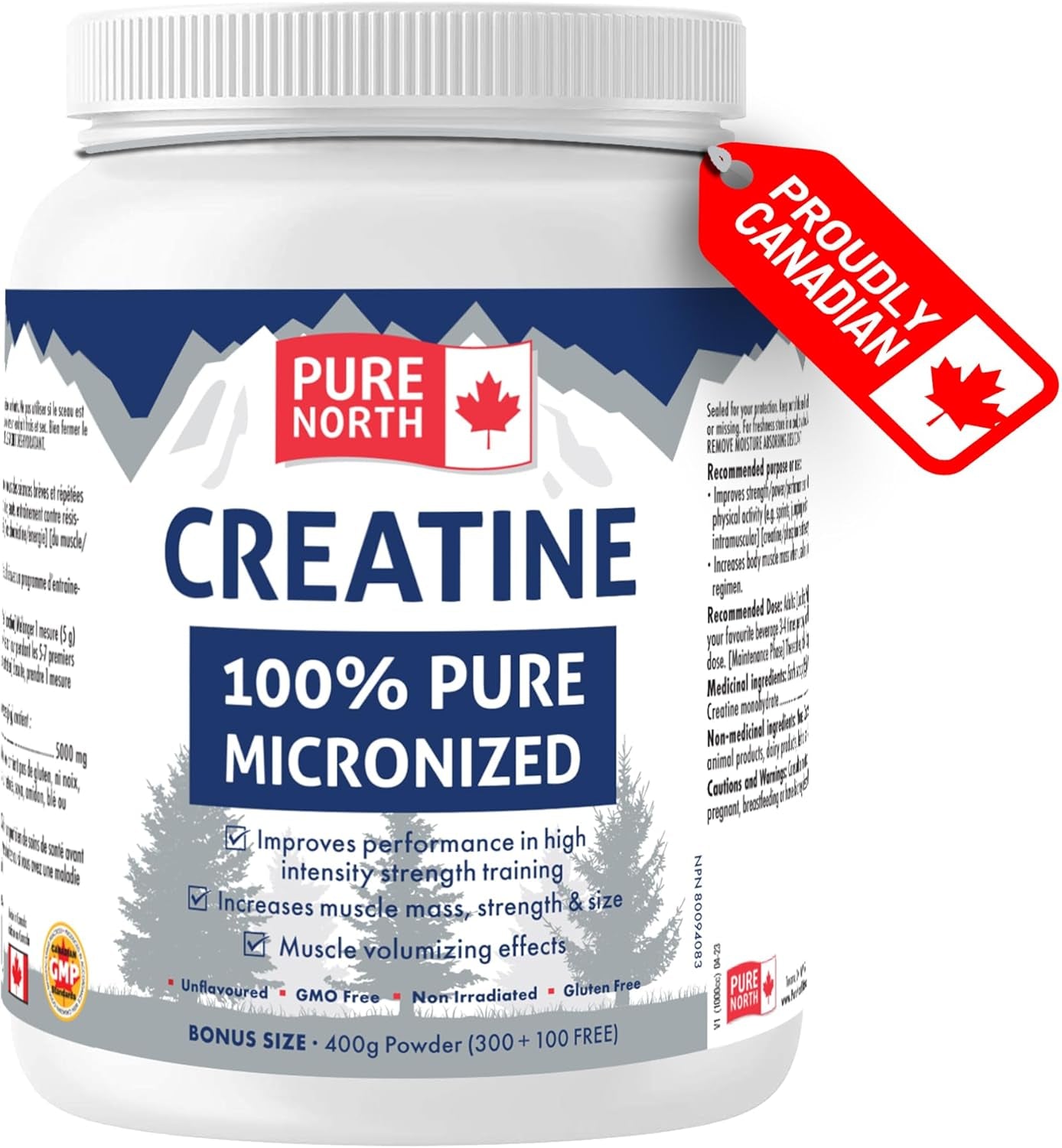 PURE Creatine 100% Micronized - Micronized Creatine Monohydrate for Man & Women - Unflavoured, GMO Free, Non Irradiated, Gluten Free -