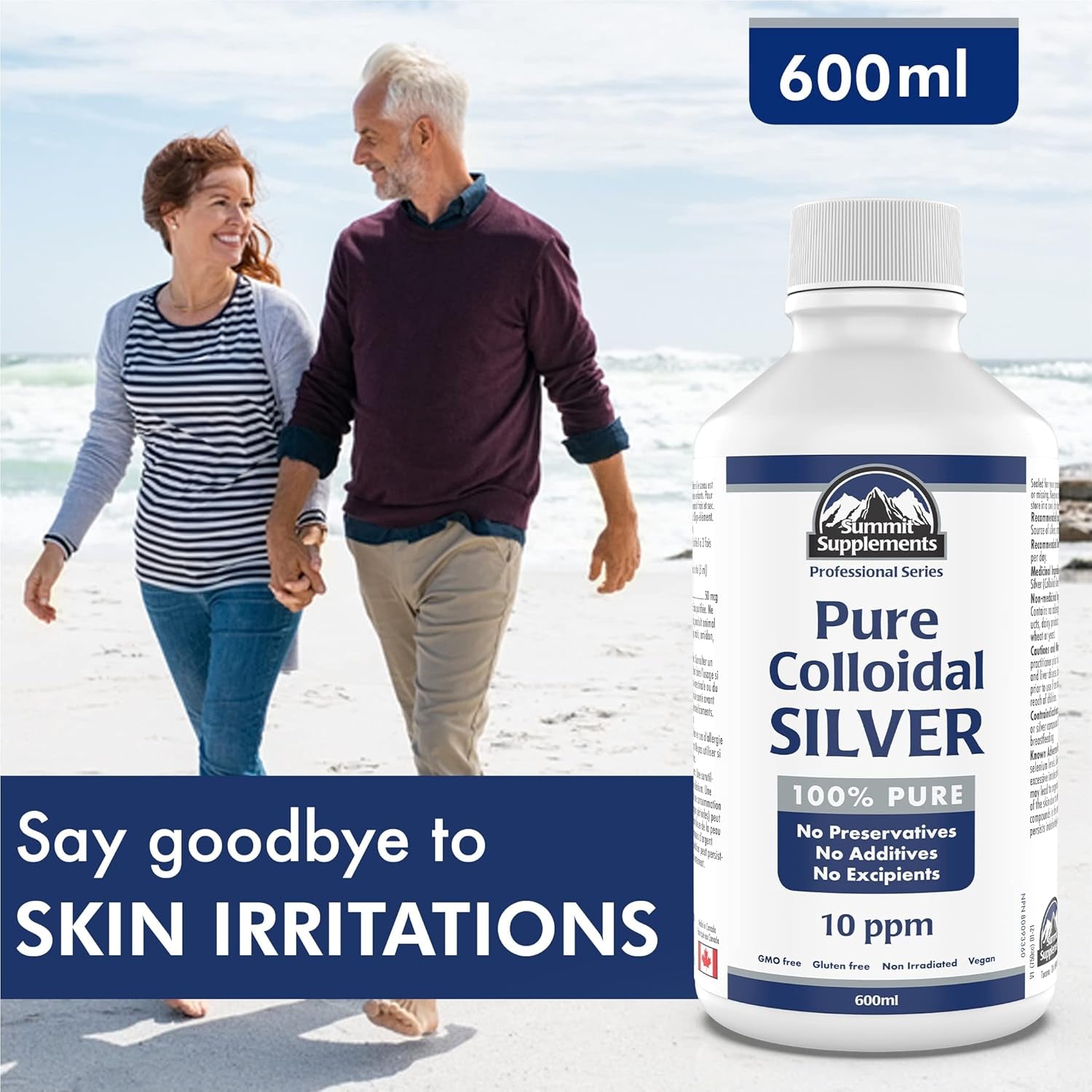 Colloidal Silver 10Ppm 600Ml - Colloidal Silver Liquid Minerals Trace Minerals - Colloidal Copper Supplements - Silver Colloidal Minerals Liquid - Formulated & Made in Canada