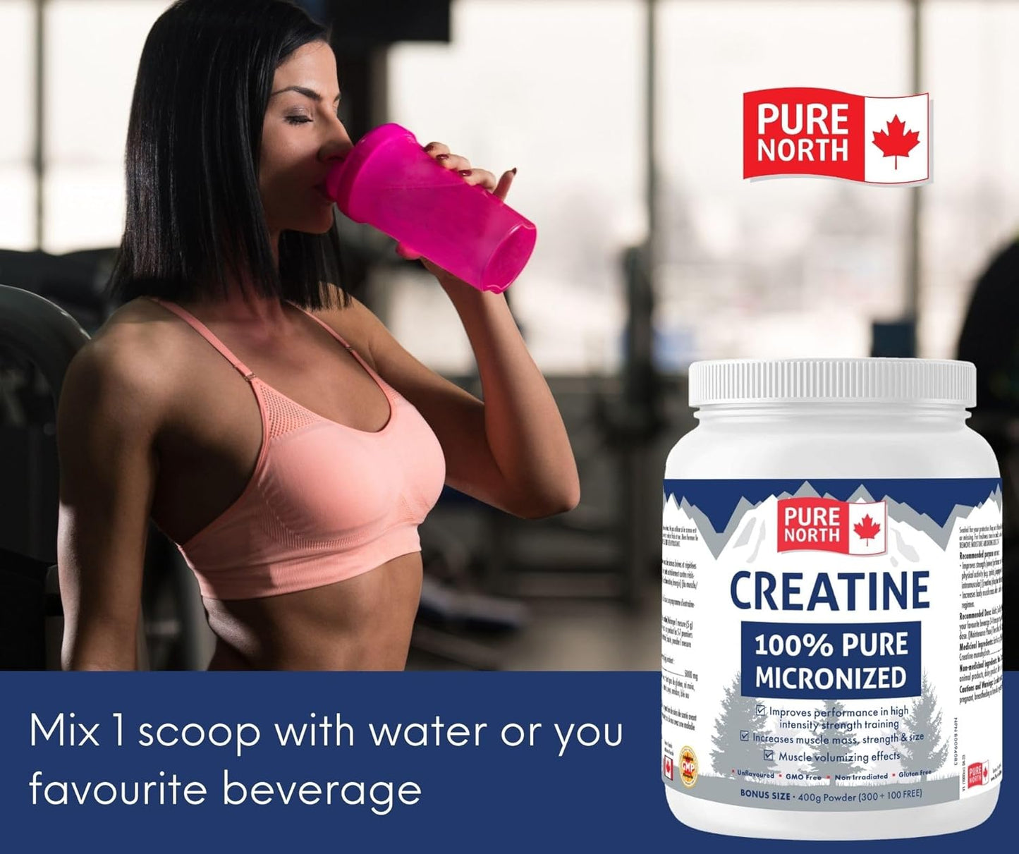 PURE Creatine 100% Micronized - Micronized Creatine Monohydrate for Man & Women - Unflavoured, GMO Free, Non Irradiated, Gluten Free -