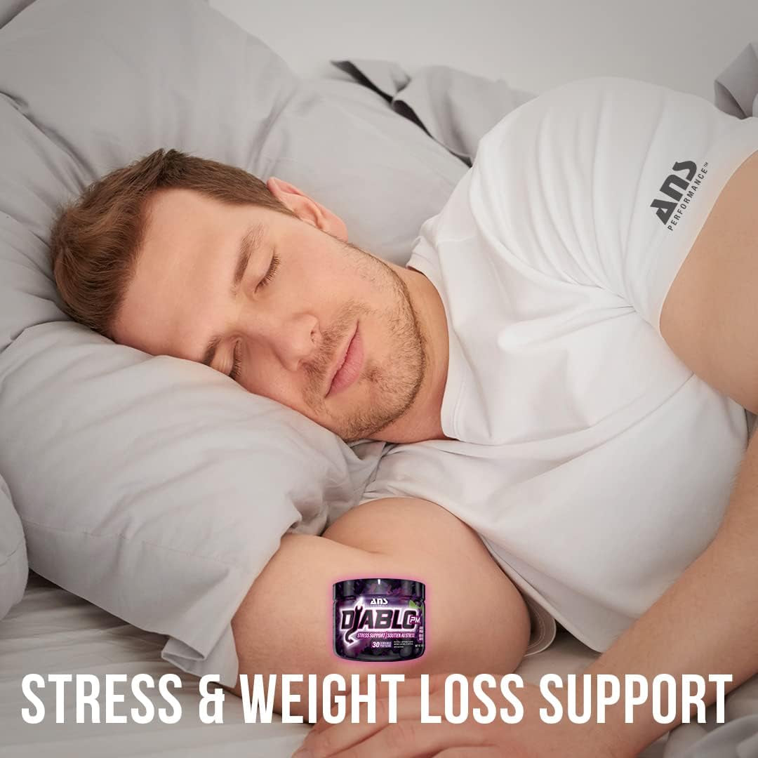 Diablo PM (30 Servings, 5.29 Oz) - Stress Relief Support - with Added GABA, L Theanine, L Carnitine, Ashawaghanda - Delicious Flavours (Grape Dream)