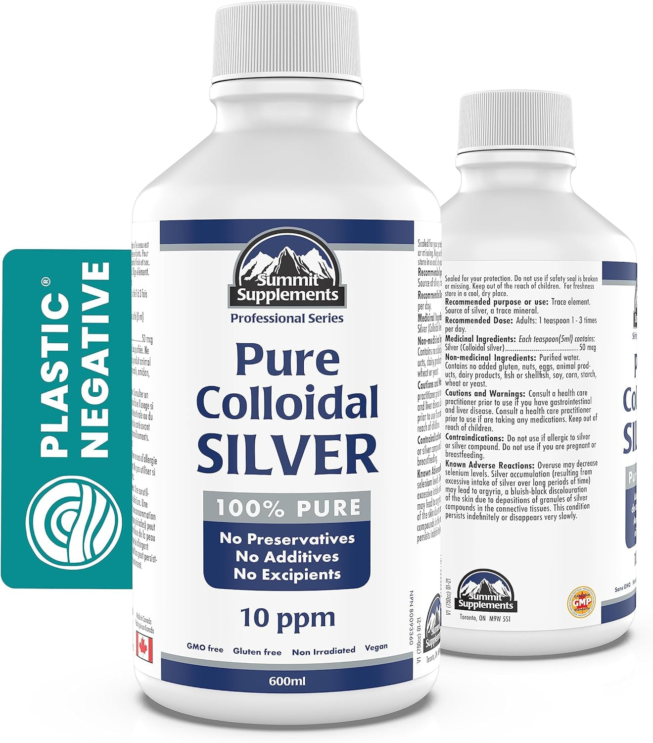 Colloidal Silver 10Ppm 600Ml - Colloidal Silver Liquid Minerals Trace Minerals - Colloidal Copper Supplements - Silver Colloidal Minerals Liquid - Formulated & Made in Canada