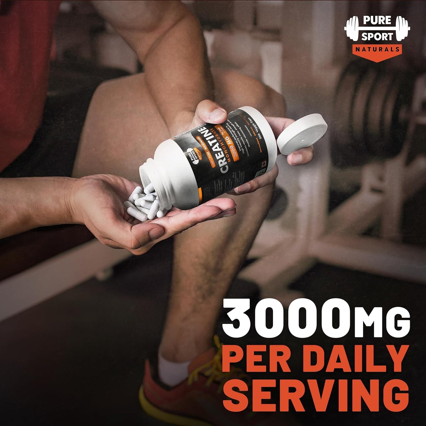 Creatine Monohydrate Capsules – 200 Count | 100% Pure Creatine Pills for Muscle Growth, Strength & Performance | 3000Mg High Absorption Formula | 50-Day Supply | Made in Canada