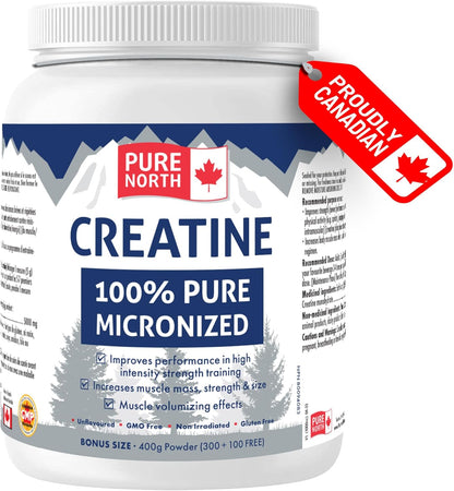 PURE Creatine 100% Micronized - Micronized Creatine Monohydrate for Man & Women - Unflavoured, GMO Free, Non Irradiated, Gluten Free -