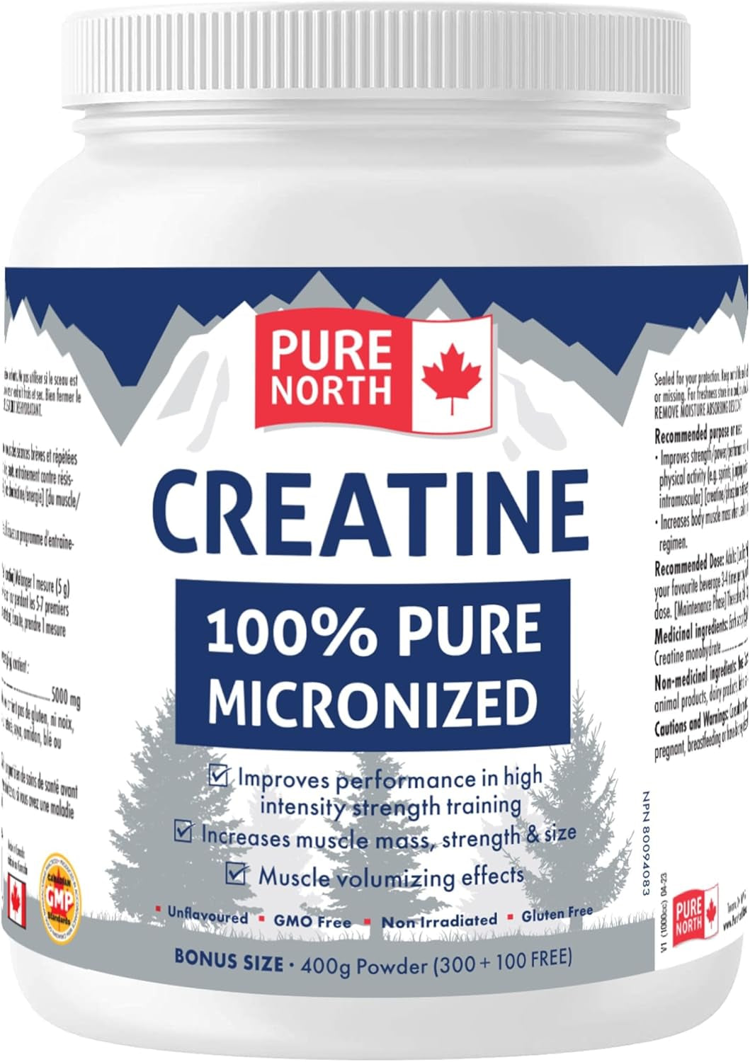 PURE Creatine 100% Micronized - Micronized Creatine Monohydrate for Man & Women - Unflavoured, GMO Free, Non Irradiated, Gluten Free -