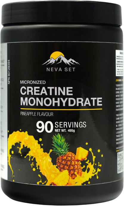 Nevaset Creatine Monohydrate, 3-Month Supply of 5000Mg Pineapple Flavor  Creatine Monohydrate! Creatine Supplement for Muscle Growth, Increased Strength, Enhanced Energy Output, Improved Athletic Performance, and Cognitive Health. 495G/90 Servings.