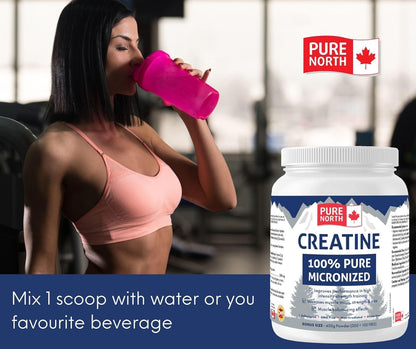 PURE Creatine 100% Micronized - Micronized Creatine Monohydrate for Man & Women - Unflavoured, GMO Free, Non Irradiated, Gluten Free -