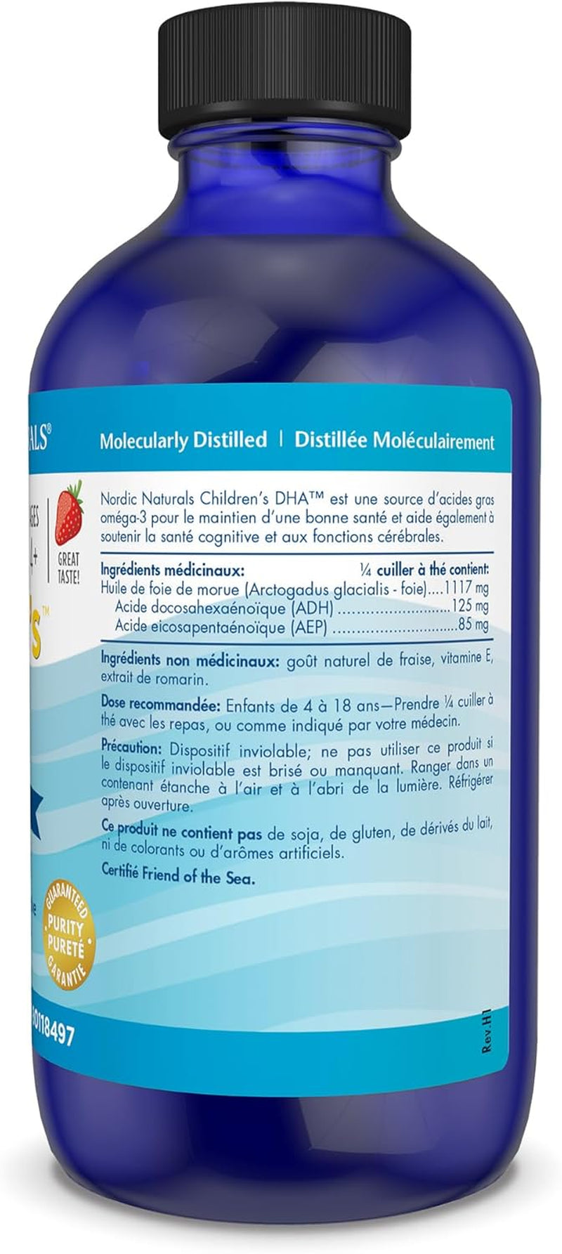 Children'S DHA Liquid - Strawberry Flavored Fish Oil Supplement Rich in Omega 3 DHA, Supports Heart Health, Brain Development for Children during Critical Years, 119 Ml