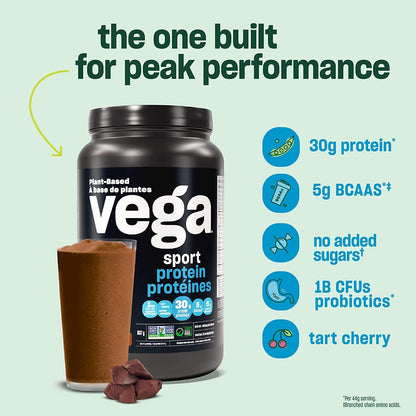 Vega Sport Protein Powder Vanilla with Shaker Bottle - Plant Based Vegan Protein Powder, Bcaas, Non Dairy, Gluten Free, Non GMO (20 Servings)